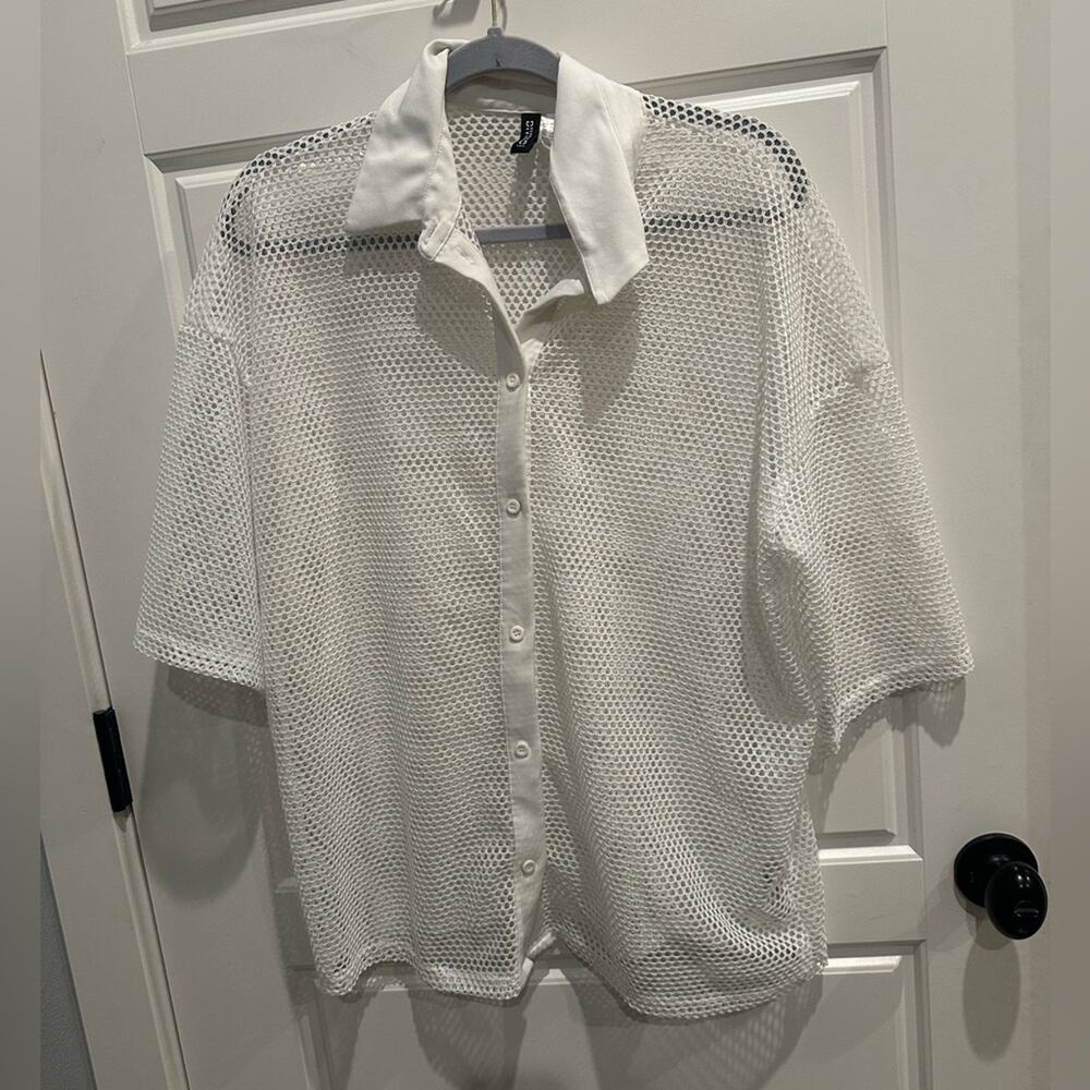 H&M Divided Boxy Knit Open Stitch Shirt